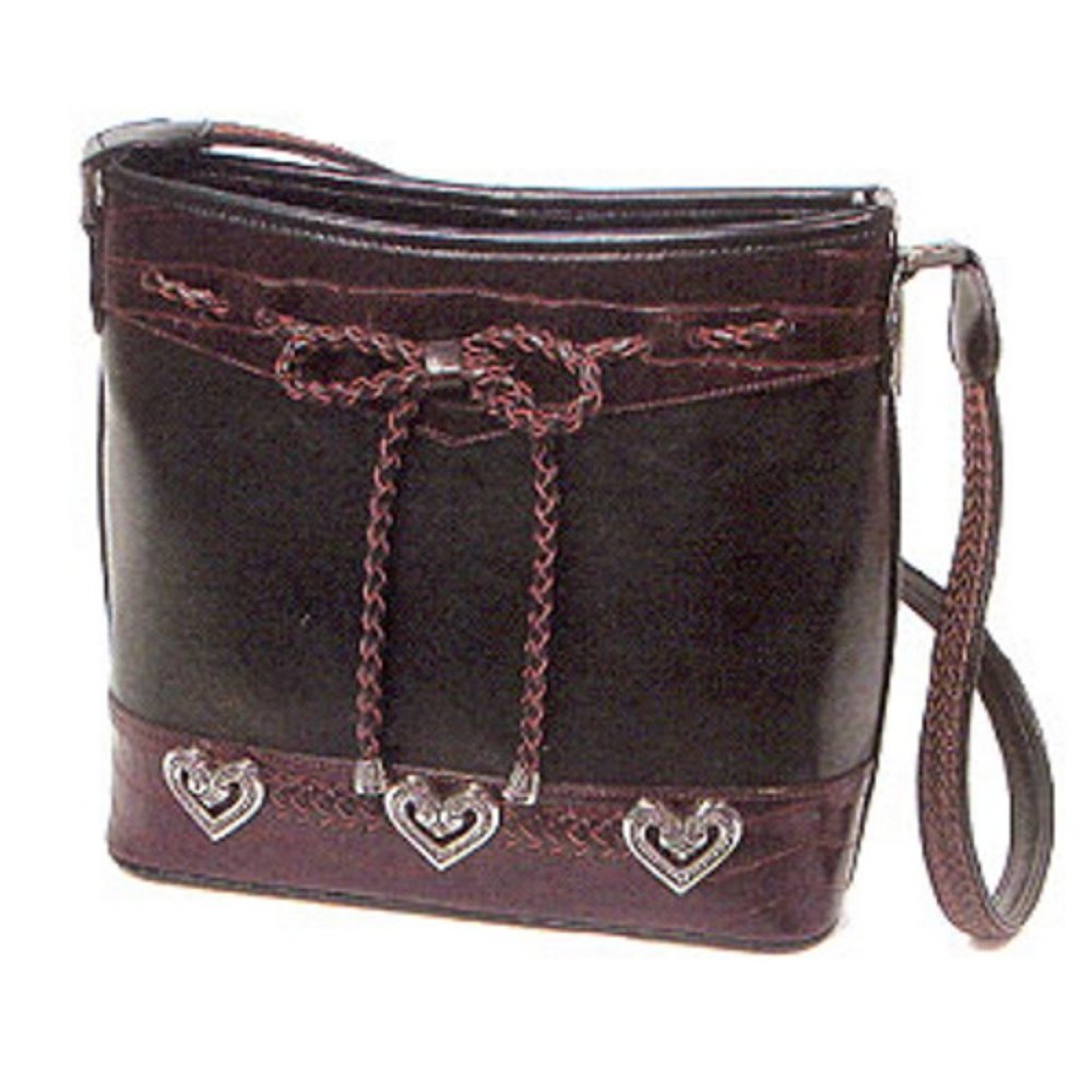 Fashion | Handbag Black and Brown Purse with Braid Trim Bow